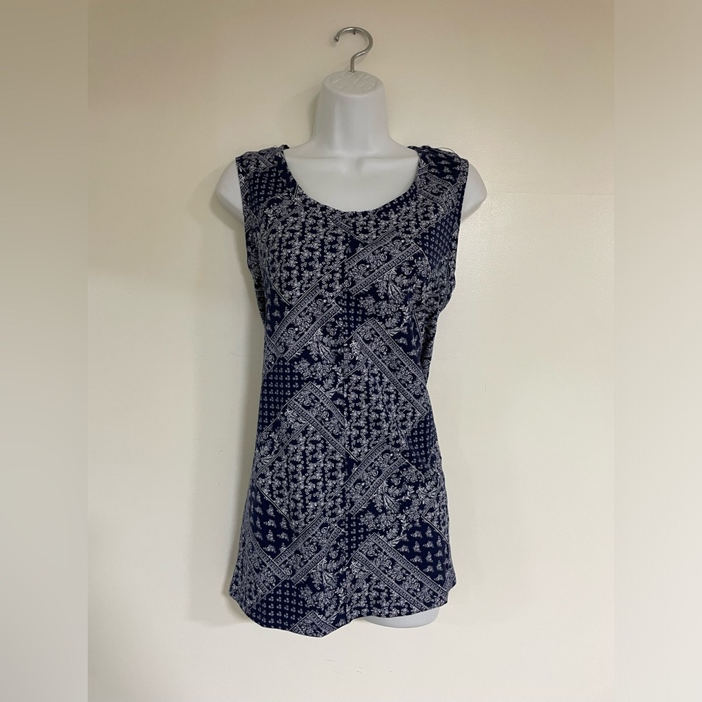 Denim & Co Beach Printed Jersey Scoop Neck Tank Top  11707